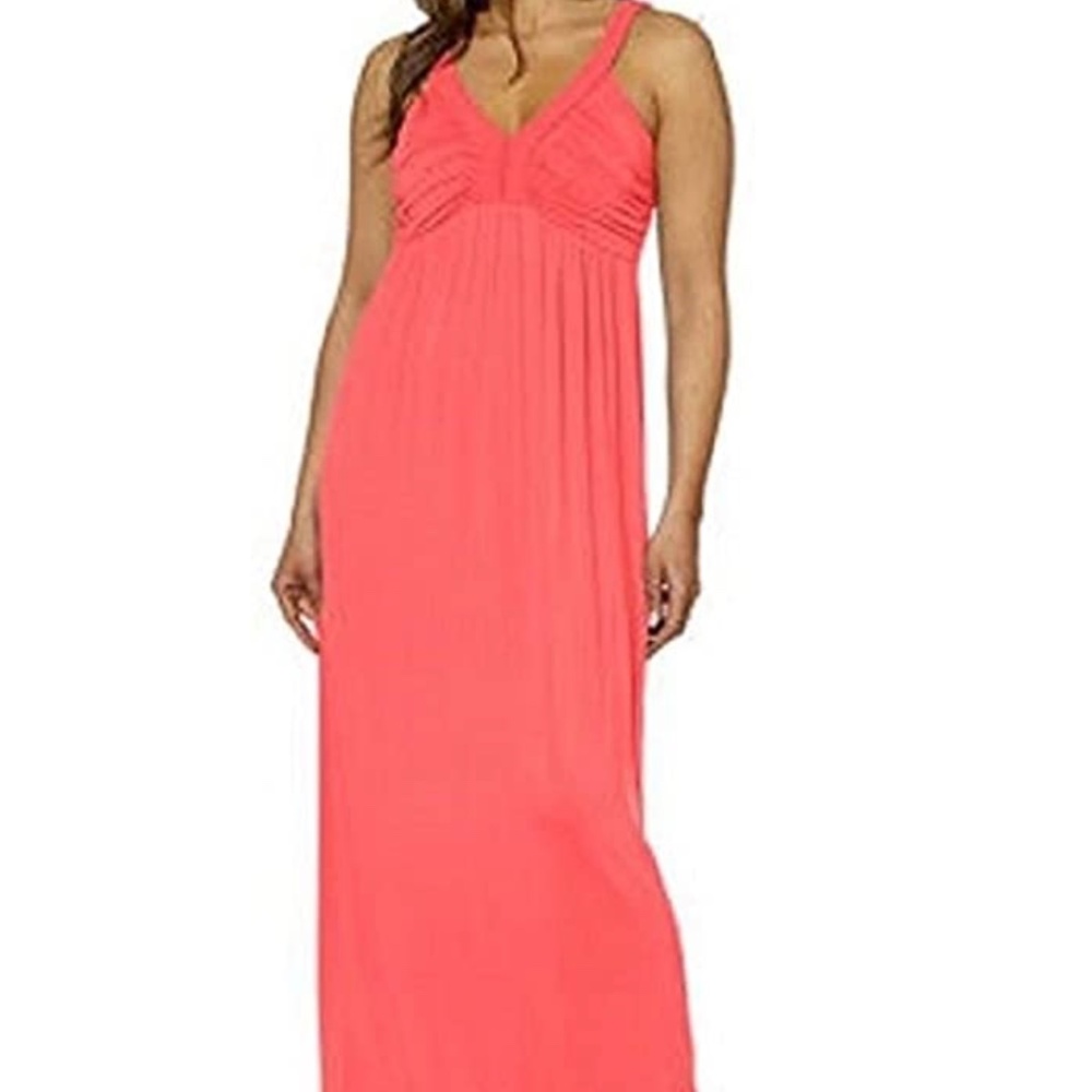 Design History || pink V-neck maxi dress